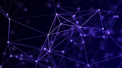 Leinwandbilder - Abstract connection dots. Technology background. Network connection structure. Plexus effect. 3d
