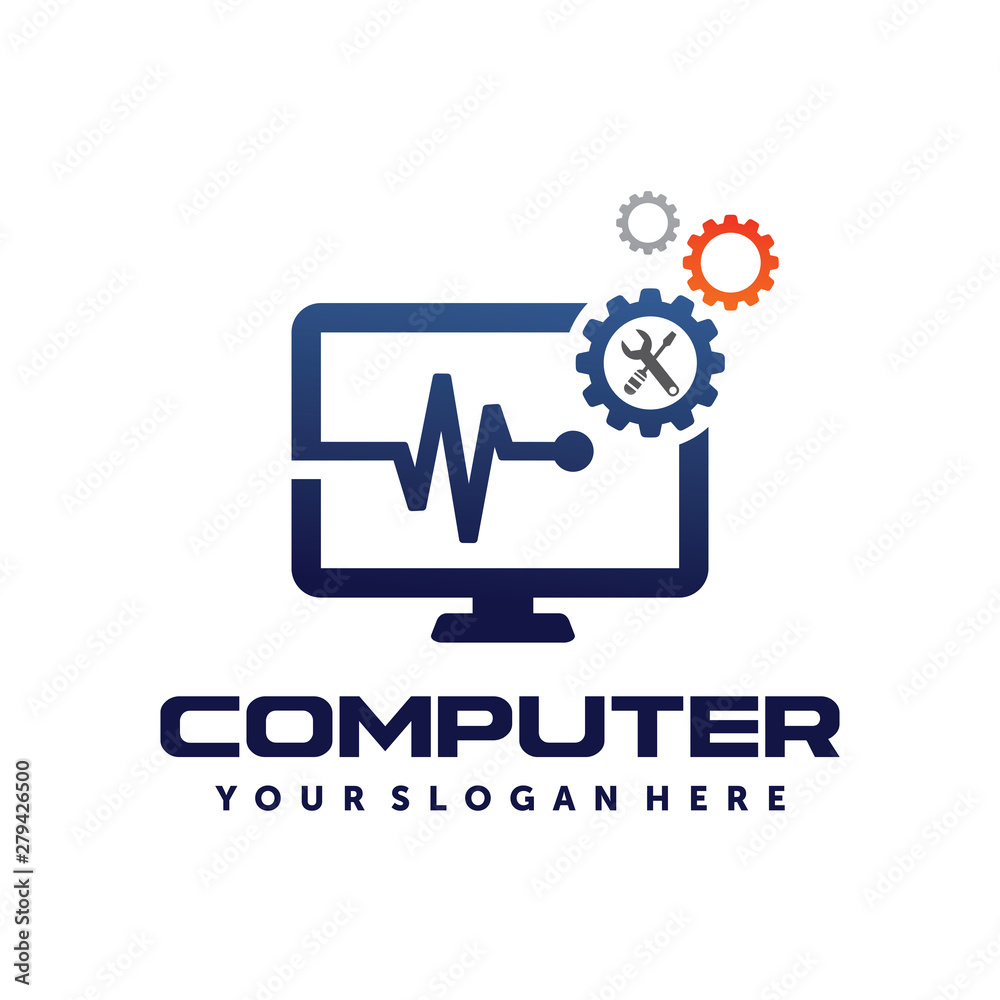 Computer Tech, Computer repair, Computer services, PC Logo vector Stock ...