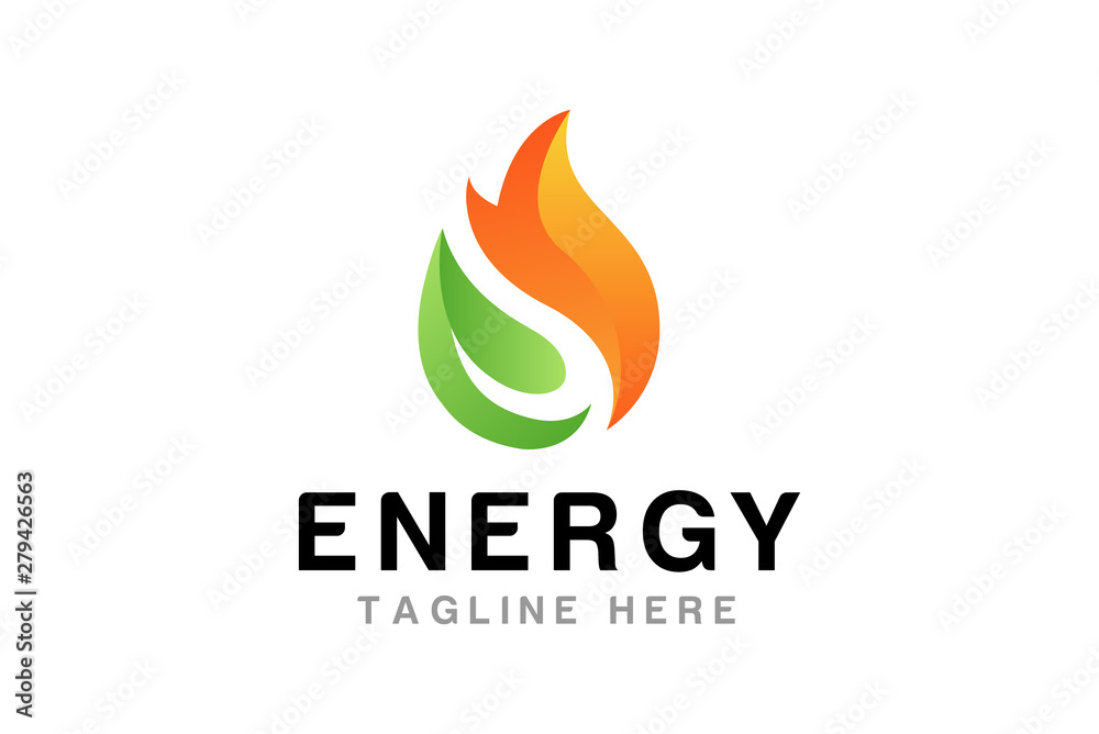 Flame with Leaf Logo Design Template - Vector Stock Vector | Adobe Stock