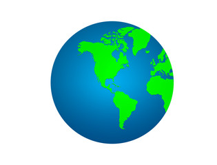 Wall Mural - Earth planet globe on white background. world icon symbols. Very beautiful blue planet.Perspective from space. high resolution for used