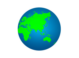 Wall Mural - Earth planet globe on white background. world icon symbols. Very beautiful blue planet.Perspective from space. high resolution for used