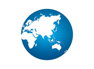 Wall Mural - Earth planet globe on white background. world icon symbols. Very beautiful blue planet.Perspective from space. high resolution for used