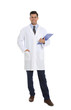 © New Africa - Full length portrait of medical doctor with clipboard isolated on white