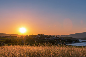 Wall Mural - Scenic view of Lumbarda village at sunset. Island of Korcula, Croatia