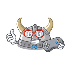 Canvas Print - Gamer viking helmet toys on mascot table