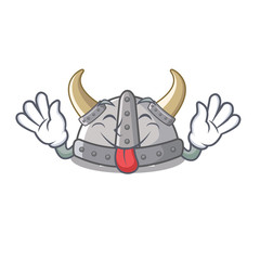 Canvas Print - Tongue out viking helmet in the a cartoon