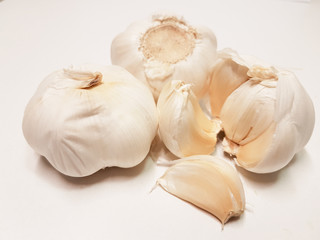 garlic isolated in white background slice and whole