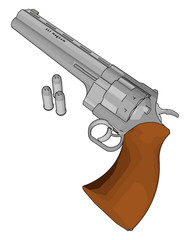 Poster - Revolver gun, illustration, vector on white background.