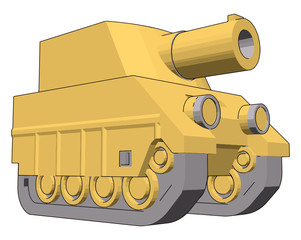 Poster - Small yellow tank, illustration, vector on white background.