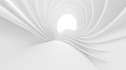 Poster - white circular building. modern geometric wallpaper. futuristic technology design