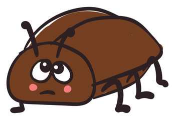 Sticker - Sad beetle, illustration, vector on white background.