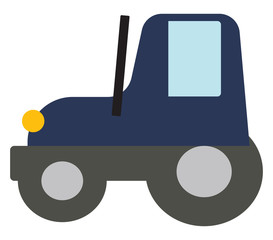 Canvas Print - Blue tractor, illustration, vector on white background.