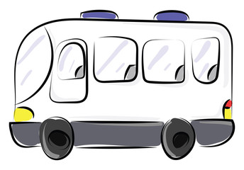 Sticker - White bus, illustration, vector on white background.