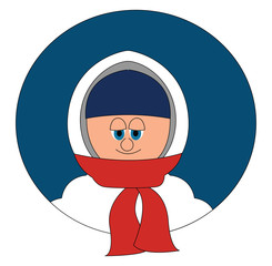 Sticker - Man in winter jacket, illustration, vector on white background.