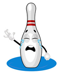 Canvas Print - Bowling pin crying, illustration, vector on white background.