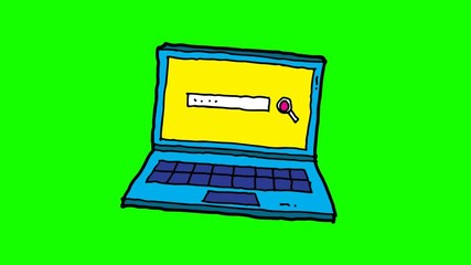 Poster - kids drawing green screen with theme of online search