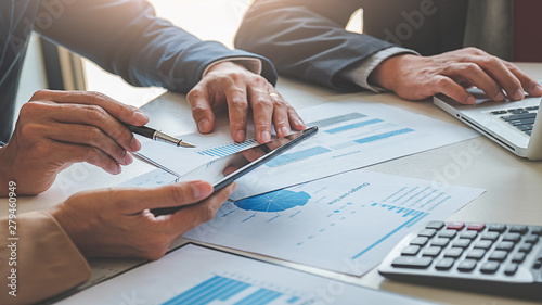 Fotomural Administrator business man financial inspector and secretary making report calculating balance