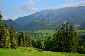 The small town Zdiar, surrounded by beautiful landscape and the tatra mountains.