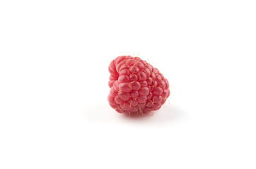 Wall Mural - Red raspberry berries isolated on white background.