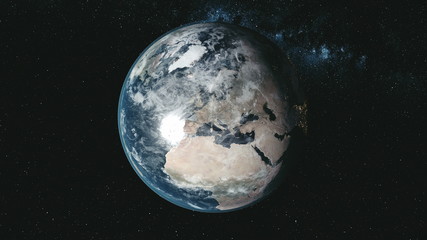 Wall Mural - epic spin planet earth galaxy night satellite view. deep open cosmos navigation milky way background
