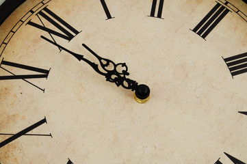 Wall Mural - Old vintage clock face close up