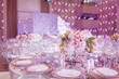 A round wedding table in the pink hall