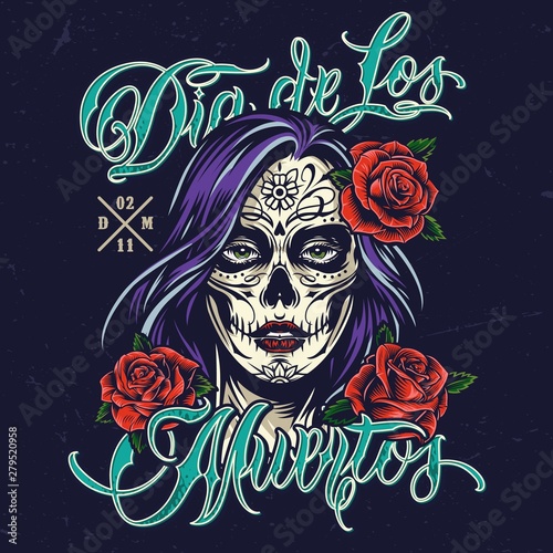 Dia De Los Muertos colorful template