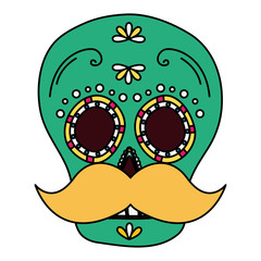 Wall Mural - day of the dead celebration skull mask with mustache