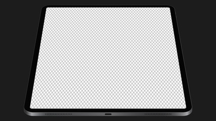 Realistic tablet with transparent screen. Vector graphic