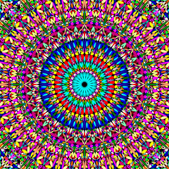 Poster - Multicolored flower mandala background - floral vector graphic design