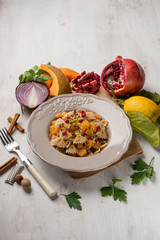 Canvas Print - butterfly pasta with pumpkin pomegranate and spices