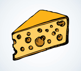 Poster - A slice of Dutch cheese. Vector drawing