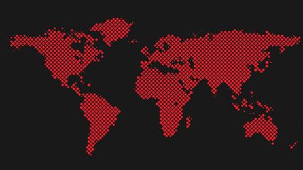Poster - Halftone circle pattern world map background