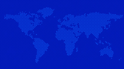 Poster - Halftone circle pattern world map background - vector illustration