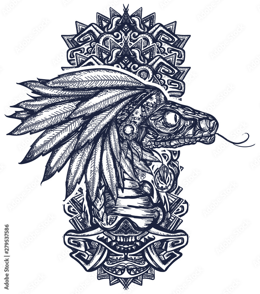 Kukulkan. Feathered Serpent. Quetzalcoatl. Mesoamerican mexico mythology.  Tattoo and t-shirt design. Mystery Of Ancient Maya Civilization. Chichen  Itza statues Stock Vector | Adobe Stock, image size:886x1000