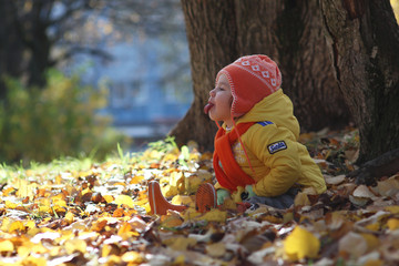 A young kids in a park walk