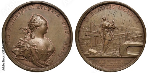 Fotografía Russia Russian copper medal 1753, subject Cancelling of Domestic Customs Taxes,
