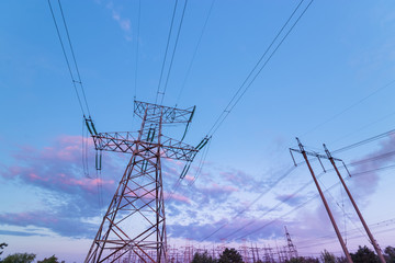 power line in the sunlight / bright abstract photo of the industrial zone