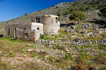 Poster - verlassene Mühle auf Symi, Griechenland