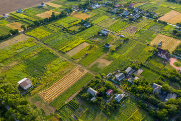 Wall Mural - Arial view over small village