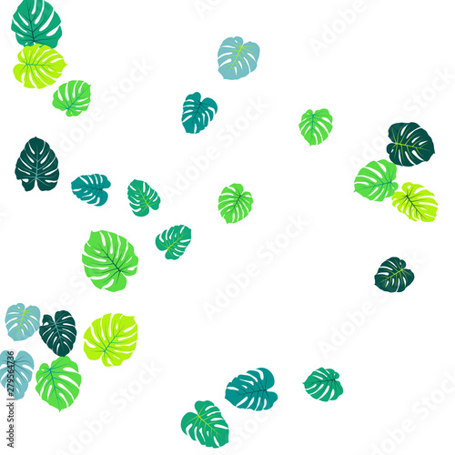 Turquoise tropical jungle leaves vector scatter.