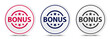 Bonus badge icon crystal flat round button set illustration design