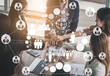 © InfiniteFlow - Human Resources Recruitment and People Networking Concept. Modern graphic interface showing professional employee hiring and headhunter seeking interview candidate for future manpower.