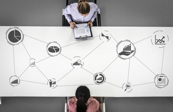Data Analysis for Business and Finance Concept. Graphic interface showing future computer technology of profit analytic, online marketing research and information report for digital business strategy.