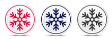 Snowflake Icon Crystal Flat Round Button Set Illustration Design