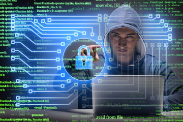 Young hacker in cybersecurty concept