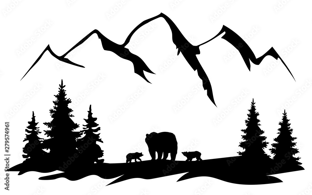 Vector Mountain landscape Stock Vector | Adobe Stock