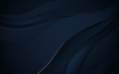 abstract wavy luxury dark blue and gold background. illustration vector