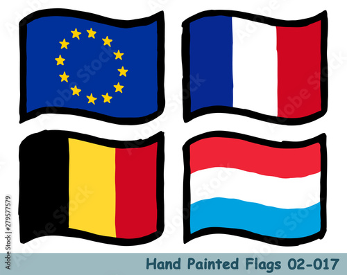 手描きの旗アイコン 欧州旗 フランスの国旗 ベルギーの国旗 ルクセンブルクの国旗 Flag Of The Eu France Belgium Luxembourg Hand Drawn Isolated Vector Icon Stock Vector Adobe Stock