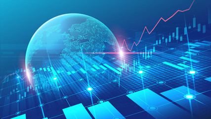 World map with graph in futuristic concept